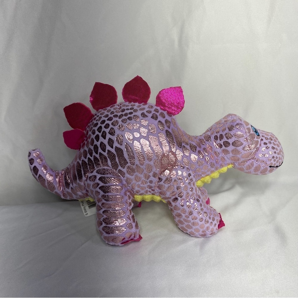 Plush Pink Metallic Stegosaurus Stuffed Animal Toy